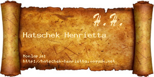 Hatschek Henrietta névjegykártya